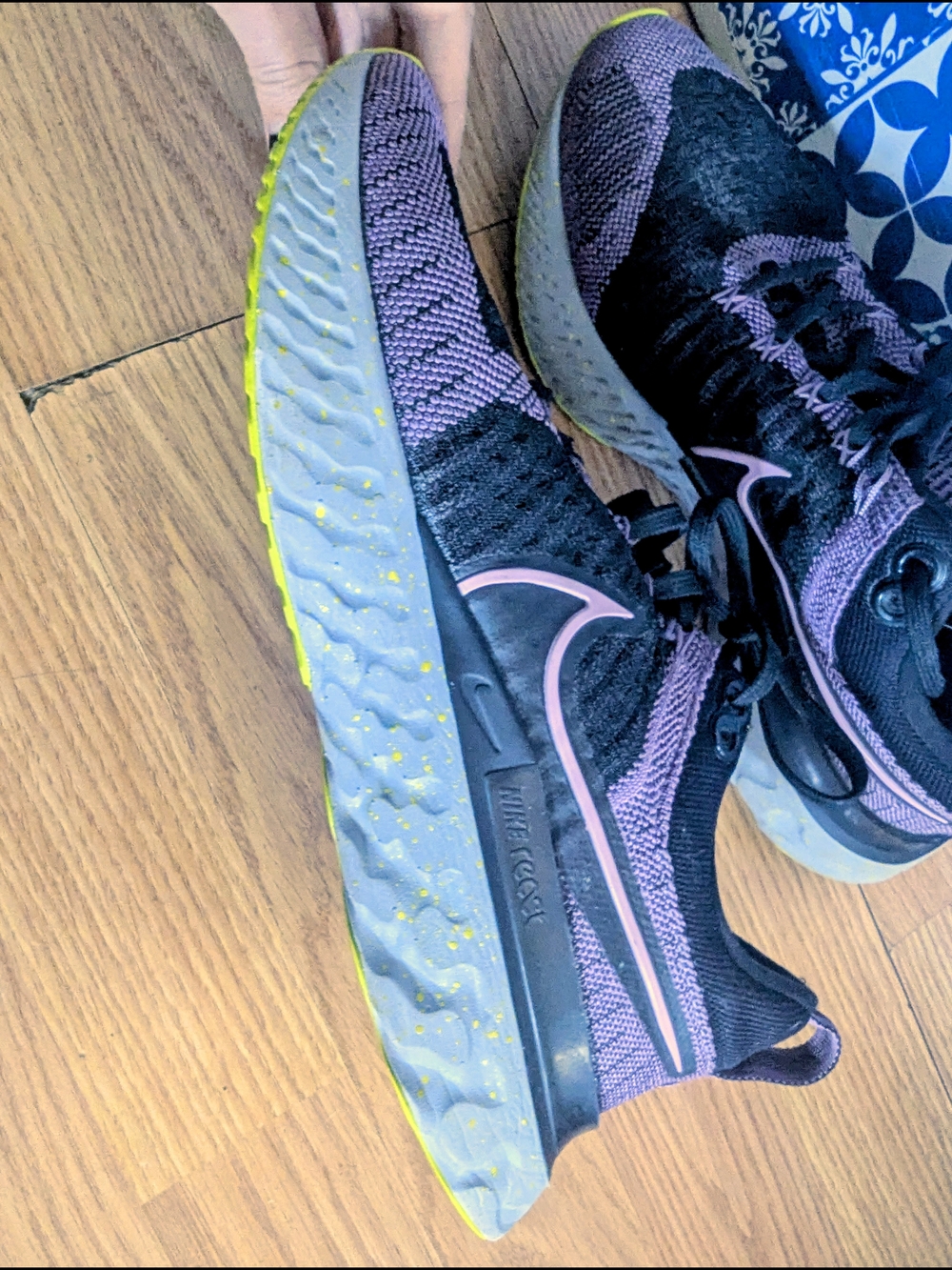 Nike Women’s Flyknit Running Shoes - Black, Purple & Lime
